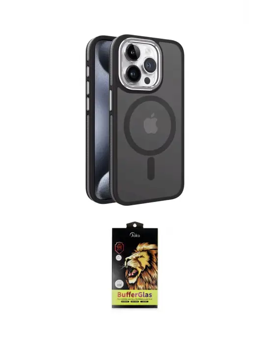 ieg™ iPhone 14 Pro Kılıf Yörünge Klasik - Siyah Buffer Cam Ekran Koruyucu