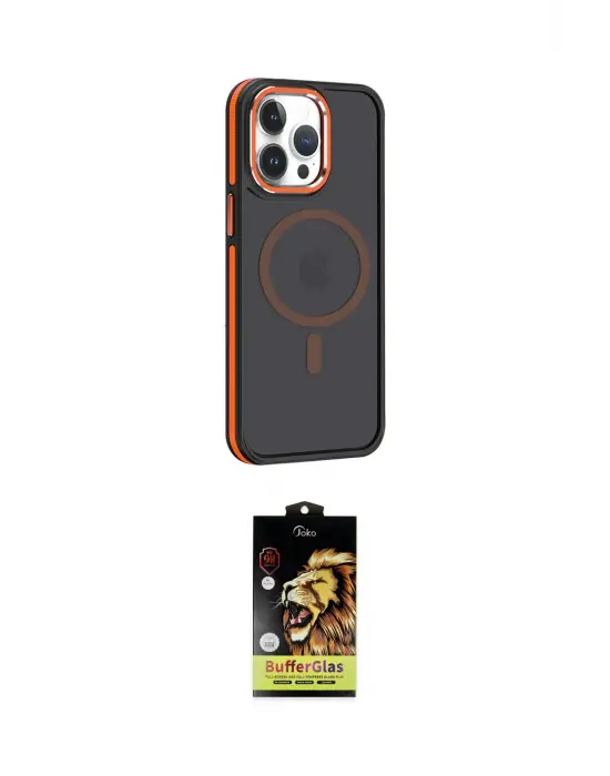 ieg™ iPhone 14 Pro Kılıf Yörünge Klasik - Siyah Buffer Cam Ekran Koruyucu