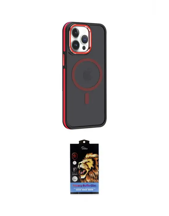 ieg™ iPhone 14 Pro Kılıf Yörünge Klasik - Siyah Buffer Hayalet Cam Ekran Koruyucu