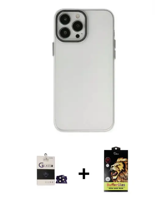 ieg™ iPhone 14 Pro Max Kılıf Ahenk Çizgi Prime - Siyah Buffer Cam Ekran Koruyucu + Bilvis Titan Kamera Lens - SH