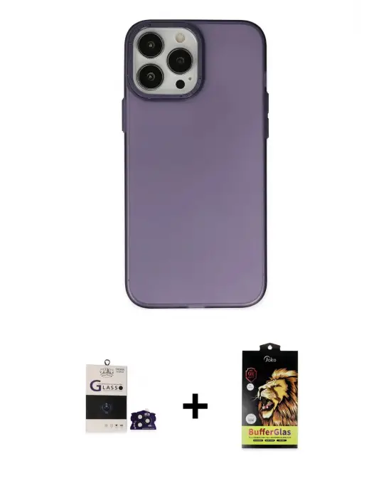 ieg™ iPhone 14 Pro Max Kılıf Ahenk Çizgi Prime - Siyah Buffer Cam Ekran Koruyucu + Bilvis Titan Kamera Lens - DNMR