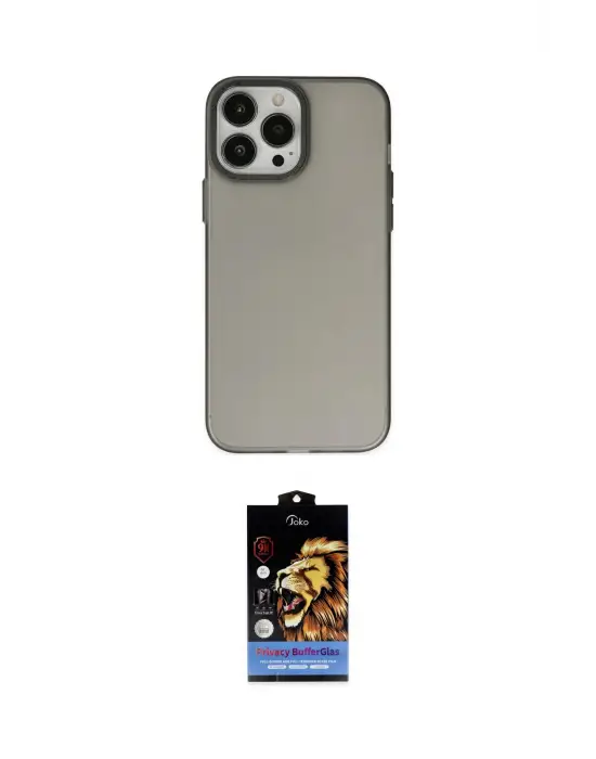 ieg™ iPhone 14 Pro Max Kılıf Ahenk Çizgi Prime - Siyah Buffer Hayalet Cam Ekran Koruyucu