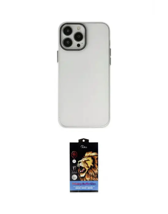 ieg™ iPhone 14 Pro Max Kılıf Ahenk Çizgi Prime - Siyah Buffer Hayalet Cam Ekran Koruyucu