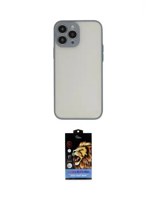 ieg™ iPhone 14 Pro Max Kılıf Ahenk Çizgi Serisi - Siyah Buffer Hayalet Cam Ekran Koruyucu