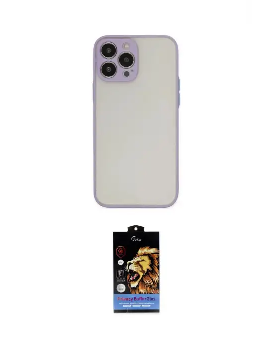 ieg™ iPhone 14 Pro Max Kılıf Ahenk Çizgi Serisi - Siyah Buffer Hayalet Cam Ekran Koruyucu