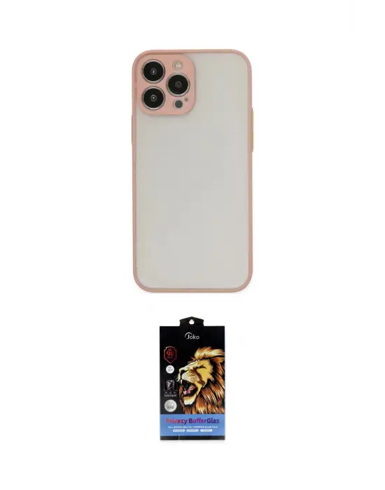 ieg™ iPhone 14 Pro Max Kılıf Ahenk Çizgi Serisi - Siyah Buffer Hayalet Cam Ekran Koruyucu