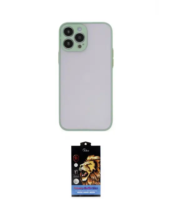 ieg™ iPhone 14 Pro Max Kılıf Ahenk Çizgi Serisi - Siyah Buffer Hayalet Cam Ekran Koruyucu