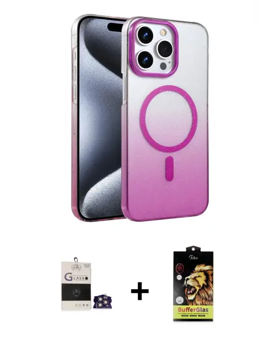 ieg™ iPhone 14 Pro Max Kılıf Ahenk Doku Özel Seri - Siyah Buffer Cam Ekran Koruyucu + Bilvis Titan Kamera Lens - GS
