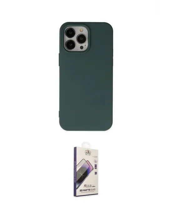 ieg™ iPhone 14 Pro Max Kılıf Ahenk Serisi - Siyah Bilvis 3D Mat Cam Ekran Koruyucu