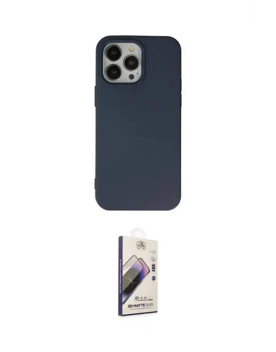 ieg™ iPhone 14 Pro Max Kılıf Ahenk Serisi - Siyah Bilvis 3D Mat Cam Ekran Koruyucu