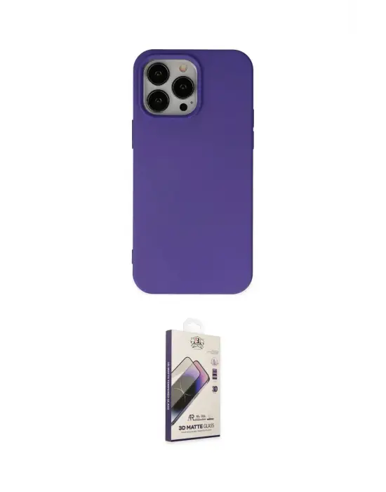 ieg™ iPhone 14 Pro Max Kılıf Ahenk Serisi - Siyah Bilvis 3D Mat Cam Ekran Koruyucu
