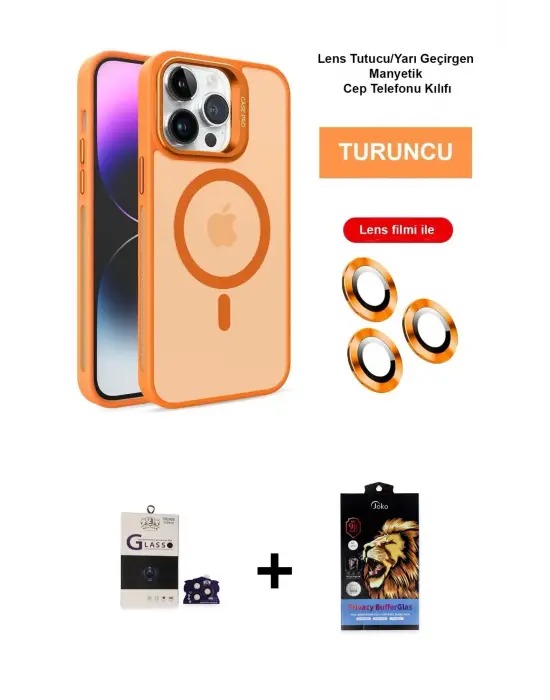 ieg™ iPhone 14 Pro Max Kılıf Akış Form - Siyah Buffer Hayalet Cam Ekran Koruyucu + Bilvis Titan Kamera Lens - DNMR