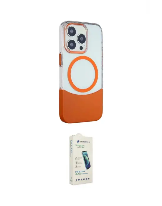 ieg™ iPhone 14 Pro Max Kılıf Çekirdek Asil Özel Seri - Şeffaf Pasifik Cam Ekran Koruyucu
