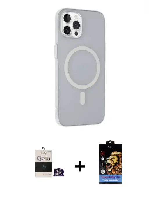 ieg™ iPhone 14 Pro Max Kılıf Çekirdek Modern Prime - Siyah Buffer Hayalet Cam Ekran Koruyucu + Bilvis Titan Kamera Lens - GD