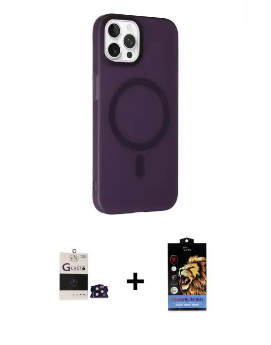 ieg™ iPhone 14 Pro Max Kılıf Çekirdek Modern Prime - Siyah Buffer Hayalet Cam Ekran Koruyucu + Bilvis Titan Kamera Lens - DNMR