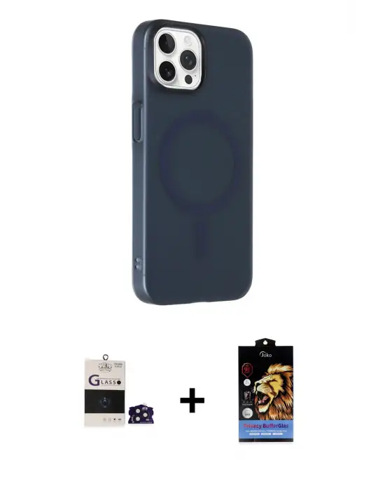 ieg™ iPhone 14 Pro Max Kılıf Çekirdek Modern Prime - Siyah Buffer Hayalet Cam Ekran Koruyucu + Bilvis Titan Kamera Lens - DNMR