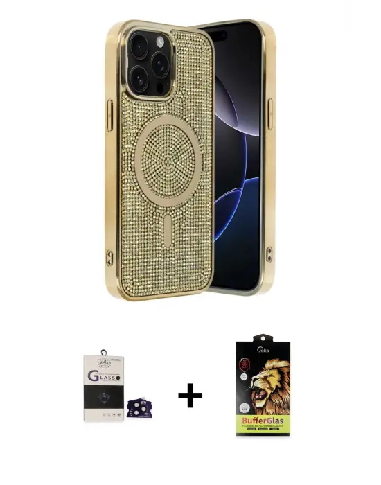 ieg™ iPhone 14 Pro Max Kılıf Eksen Çizgi - Siyah Buffer Cam Ekran Koruyucu + Bilvis Titan Kamera Lens - SH