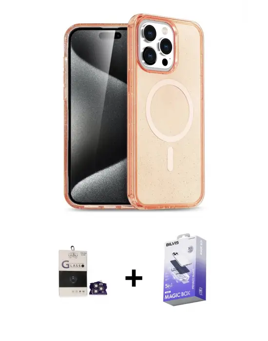 ieg™ iPhone 14 Pro Max Kılıf Eksen Doku Koleksiyonu - Siyah Bilvis 5in1 5D Magic Hayalet Cam Ekran Koruyucu + Bilvis Titan Kamera Lens - GS