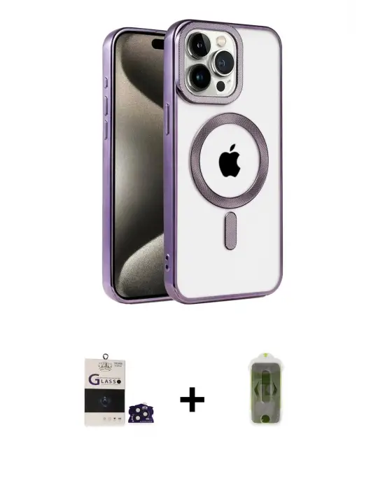 ieg™ iPhone 14 Pro Max Kılıf Eksen Form Koleksiyonu - Siyah Joko Magic 5D Hayalet Cam + Bilvis Titan Kamera Lens - DNMR