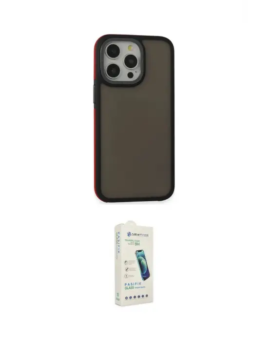 ieg™ iPhone 14 Pro Max Kılıf Eksen Işık - Şeffaf Pasifik Cam Ekran Koruyucu