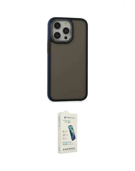 ieg™ iPhone 14 Pro Max Kılıf Eksen Işık - Şeffaf Pasifik Cam Ekran Koruyucu