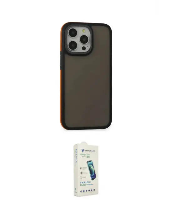 ieg™ iPhone 14 Pro Max Kılıf Eksen Işık - Şeffaf Pasifik Cam Ekran Koruyucu