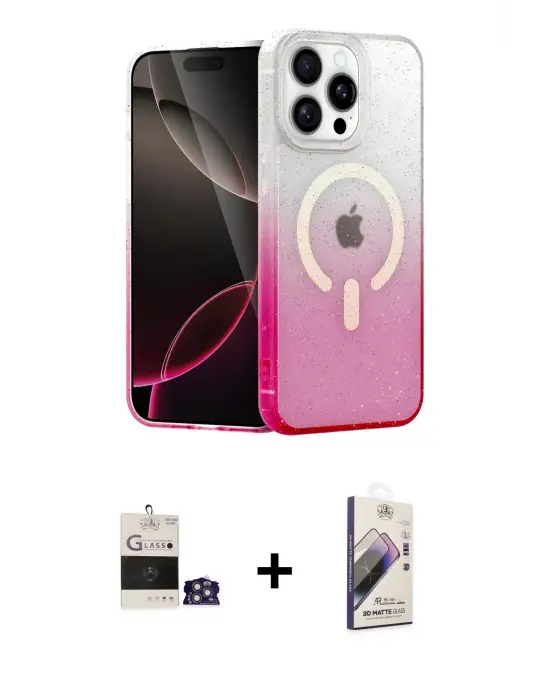 ieg™ iPhone 14 Pro Max Kılıf Eksen Minimal Özel Seri - Siyah Bilvis 3D Mat Cam Ekran Koruyucu + Bilvis Titan Kamera Lens - GS
