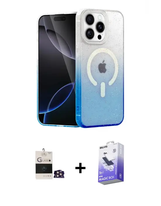 ieg™ iPhone 14 Pro Max Kılıf Eksen Minimal Özel Seri - Siyah Bilvis 5in1 5D Magic Hayalet Cam Ekran Koruyucu + Bilvis Titan Kamera Lens - GD