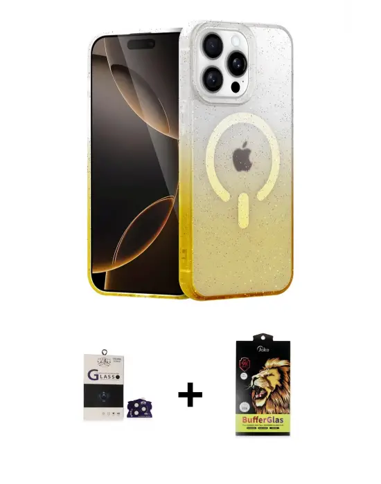 ieg™ iPhone 14 Pro Max Kılıf Eksen Minimal Özel Seri - Siyah Buffer Cam Ekran Koruyucu + Bilvis Titan Kamera Lens - DNMR