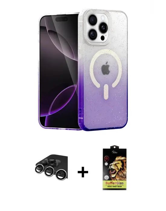 ieg™ iPhone 14 Pro Max Kılıf Eksen Minimal Özel Seri - Siyah Buffer Cam Ekran Koruyucu + Raze Metal Kamera Lens - GS