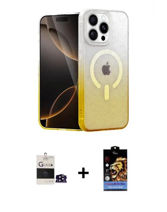 ieg™ iPhone 14 Pro Max Kılıf Eksen Minimal Özel Seri - Siyah Buffer Hayalet Cam Ekran Koruyucu + Bilvis Titan Kamera Lens - SH