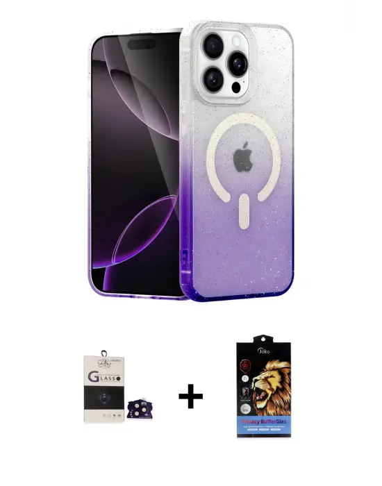 ieg™ iPhone 14 Pro Max Kılıf Eksen Minimal Özel Seri - Siyah Buffer Hayalet Cam Ekran Koruyucu + Bilvis Titan Kamera Lens - SH