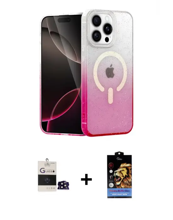 ieg™ iPhone 14 Pro Max Kılıf Eksen Minimal Özel Seri - Siyah Buffer Hayalet Cam Ekran Koruyucu + Bilvis Titan Kamera Lens - SH