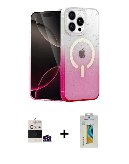 ieg™ iPhone 14 Pro Max Kılıf Eksen Minimal Özel Seri - Siyah Polymer Nano Ekran Koruyucu + Bilvis Titan Kamera Lens - DNMR