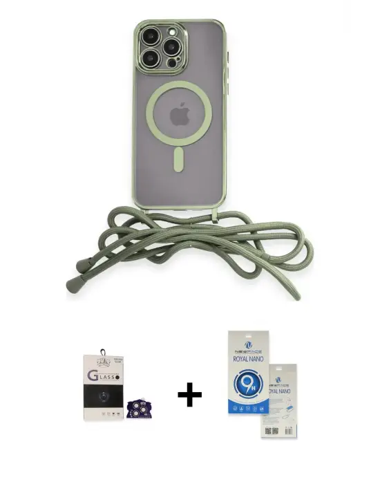 ieg™ iPhone 14 Pro Max Kılıf Eksen Özel Seri - Şeffaf Royal Nano Ekran Koruyucu + Bilvis Titan Kamera Lens - GS