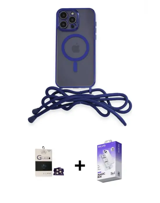ieg™ iPhone 14 Pro Max Kılıf Eksen Özel Seri - Siyah Bilvis 5in1 3D Magic Cam Ekran Koruyucu + Bilvis Titan Kamera Lens - GD