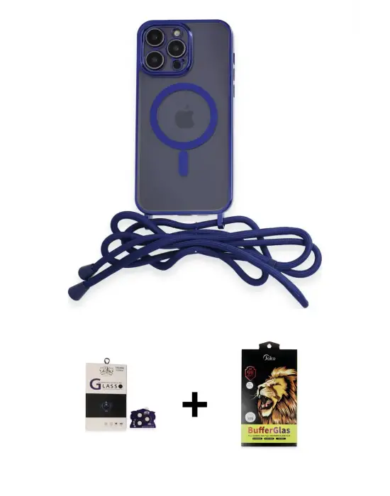 ieg™ iPhone 14 Pro Max Kılıf Eksen Özel Seri - Siyah Buffer Cam Ekran Koruyucu + Bilvis Titan Kamera Lens - DNMR