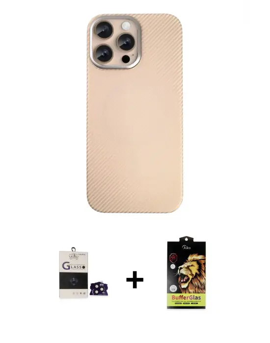 ieg™ iPhone 14 Pro Max Kılıf Eksen Prime - Siyah Buffer Cam Ekran Koruyucu + Bilvis Titan Kamera Lens - SH