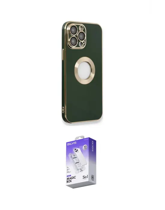 ieg™ iPhone 14 Pro Max Kılıf İz Form Serisi - Siyah Bilvis 5in1 3D Magic Cam Ekran Koruyucu
