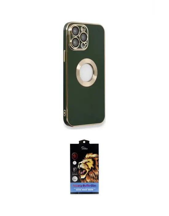 ieg™ iPhone 14 Pro Max Kılıf İz Form Serisi - Siyah Buffer Hayalet Cam Ekran Koruyucu