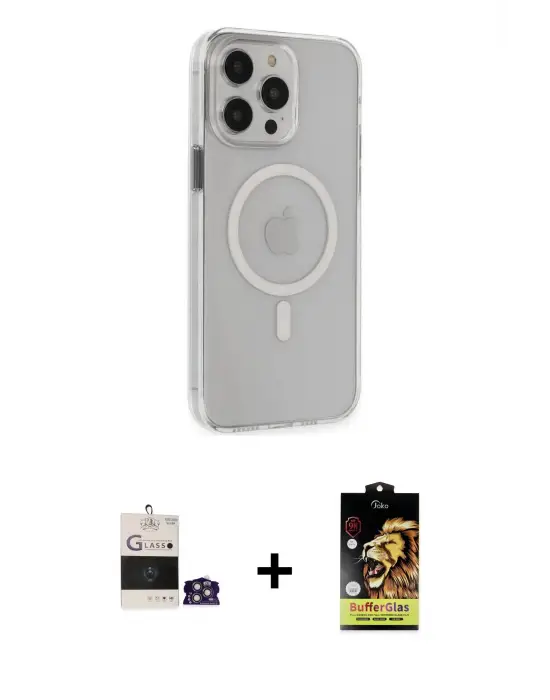 ieg™ iPhone 14 Pro Max Kılıf Kıvılcım Asil Özel Seri - Siyah Buffer Cam Ekran Koruyucu + Bilvis Titan Kamera Lens - GS
