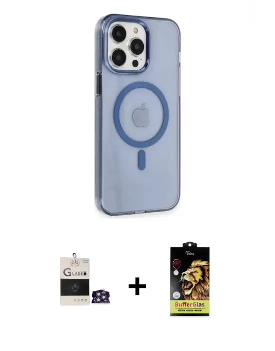 ieg™ iPhone 14 Pro Max Kılıf Kıvılcım Asil Özel Seri - Siyah Buffer Cam Ekran Koruyucu + Bilvis Titan Kamera Lens - GS