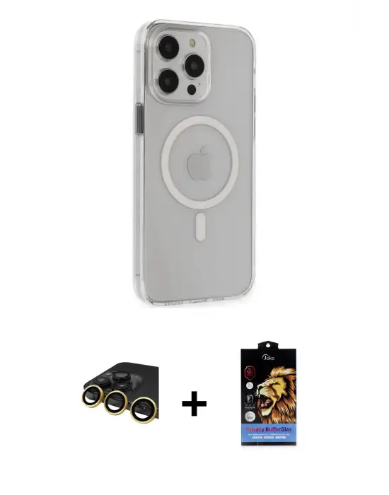 ieg™ iPhone 14 Pro Max Kılıf Kıvılcım Asil Özel Seri - Siyah Buffer Hayalet Cam Ekran Koruyucu + Raze Metal Kamera Lens - GD