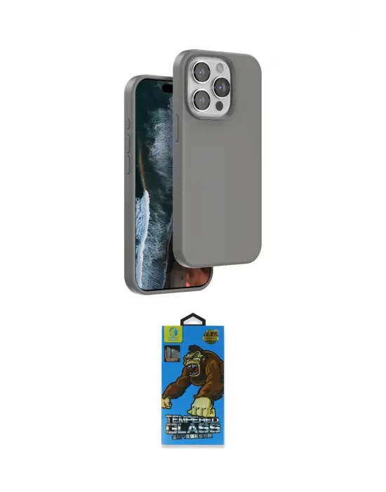 ieg™ iPhone 14 Pro Max Kılıf Kıvılcım Çizgi Serisi - Siyah 18D Cam Ekran Koruyucu