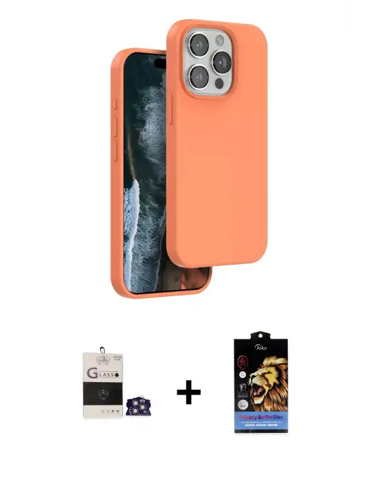 ieg™ iPhone 14 Pro Max Kılıf Kıvılcım Çizgi Serisi - Siyah Buffer Hayalet Cam Ekran Koruyucu + Bilvis Titan Kamera Lens - GS