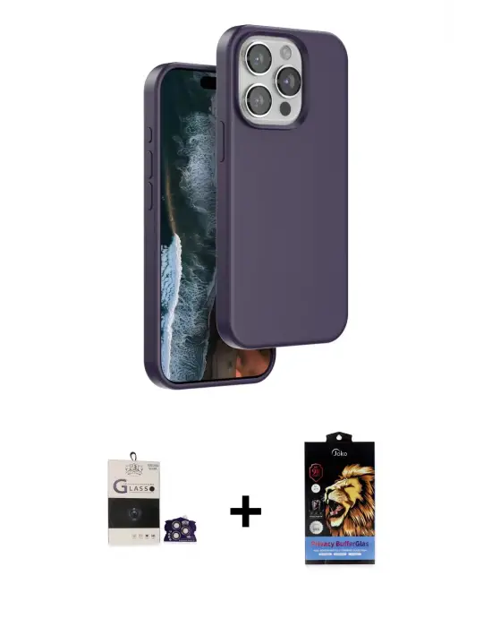 ieg™ iPhone 14 Pro Max Kılıf Kıvılcım Çizgi Serisi - Siyah Buffer Hayalet Cam Ekran Koruyucu + Bilvis Titan Kamera Lens - GS