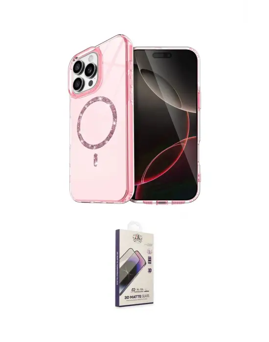 ieg™ iPhone 14 Pro Max Kılıf Kıvılcım Form Prime - Siyah Bilvis 3D Mat Cam Ekran Koruyucu