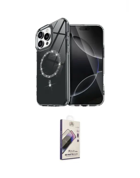 ieg™ iPhone 14 Pro Max Kılıf Kıvılcım Form Prime - Siyah Bilvis 3D Mat Cam Ekran Koruyucu