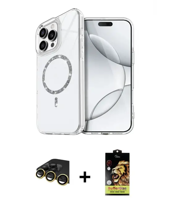 ieg™ iPhone 14 Pro Max Kılıf Kıvılcım Form Prime - Siyah Buffer Cam Ekran Koruyucu + Raze Metal Kamera Lens - GD