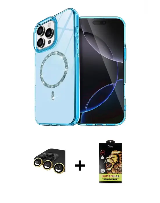 ieg™ iPhone 14 Pro Max Kılıf Kıvılcım Form Prime - Siyah Buffer Cam Ekran Koruyucu + Raze Metal Kamera Lens - GD